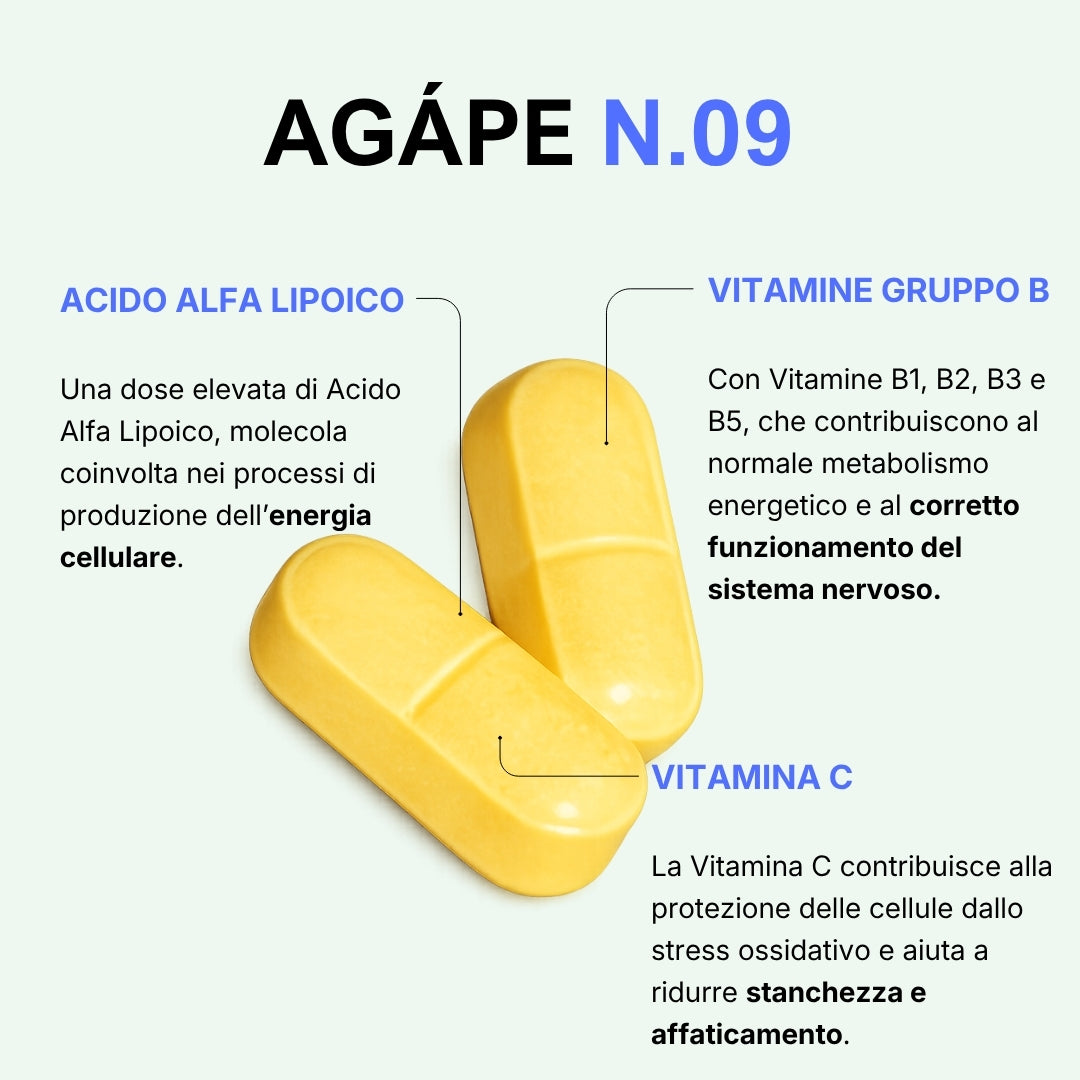 N.09 | ACIDO ALFA LIPOICO e VITAMINE B1, B2, B3, B5, C